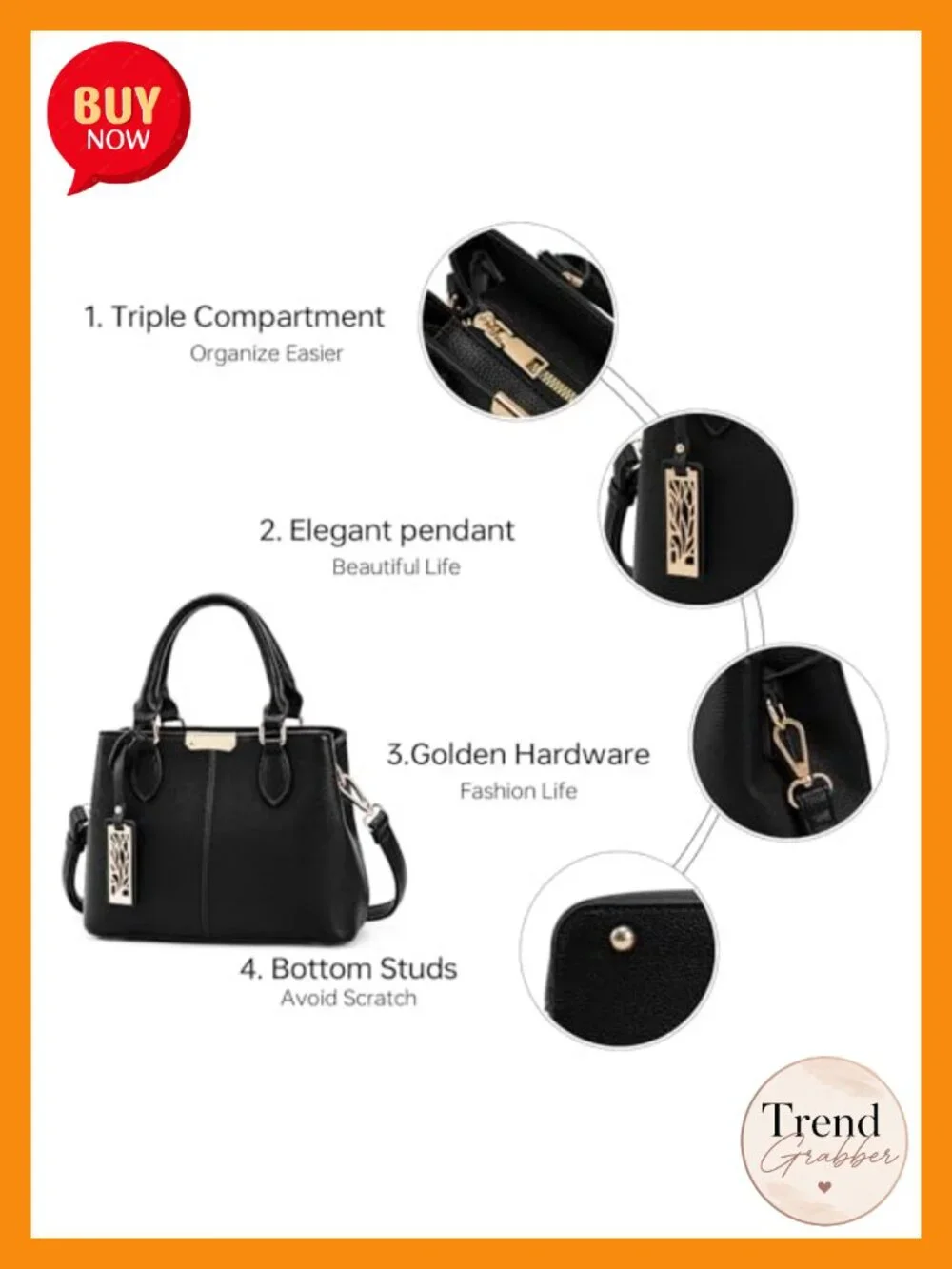 Small Faux Leather Satchel Handbag with Top Handle, Detachable Crossbody Strap